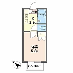 コーポラスソーシャル 1Kの間取図画像