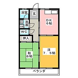 ハイツ72 2階2DKの間取り