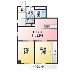 ハーモニー山本 2LDKの間取図画像