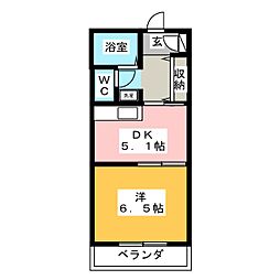 エスペランサ2 1DKの間取図画像