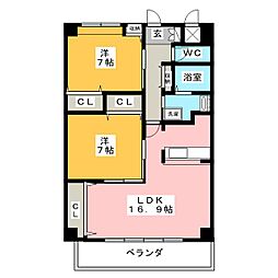 メゾン白山 3階2LDKの間取り