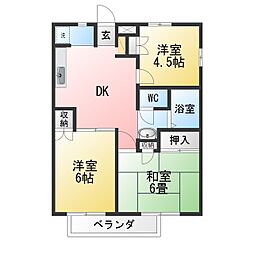 ドミールたかねB 3DKの間取図画像