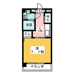 Ｐｒｅｎｄｒｅ−Ｕ 5階1Kの間取り