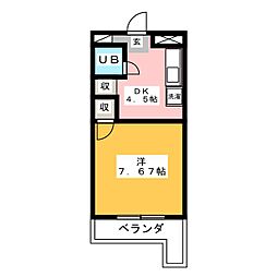 デグチビル 2階1DKの間取り