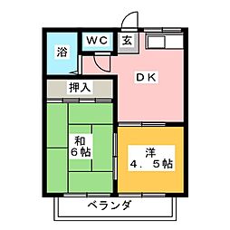 サンシティ青山 2DKの間取図画像