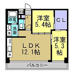 （仮称）CHUNICHI BUILDING 3階2LDKの間取り