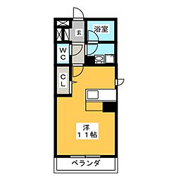 サザンクロス 3階ワンルームの間取り
