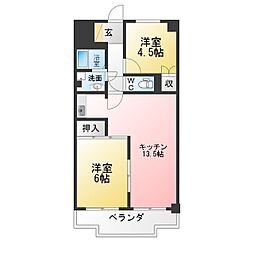 シャトー新宮 2LDKの間取図画像