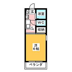 グリーンベリー 1Kの間取図画像