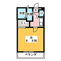 アンプルールリーブルブンガ 1Kの間取図画像