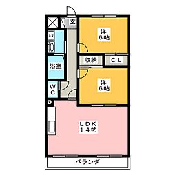 パルレ 2LDKの間取図画像