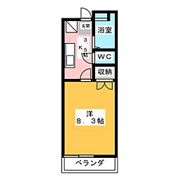 クマノハイツ 1Kの間取図画像