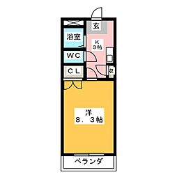 Phlox五反田 1Kの間取図画像