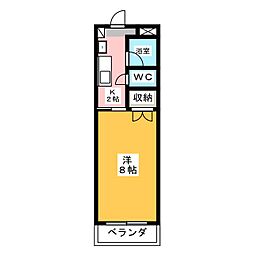 第2ハイツ竹長 1Kの間取図画像