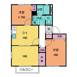エスト山一B 3DKの間取図画像