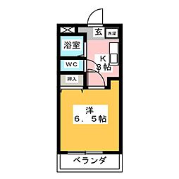 スペーシア追進B 1Kの間取図画像