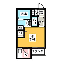 ダイヤモンドヒルズ新川 1Kの間取図画像