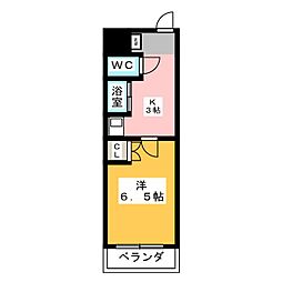 T-Room栄 1Kの間取図画像