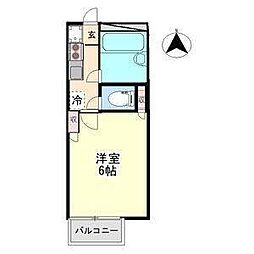 コーポカドタ 1Kの間取図画像