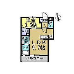 新築Aube (オーブ) 1LDKの間取図画像