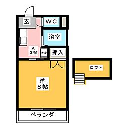 コンフォート響 1Kの間取図画像