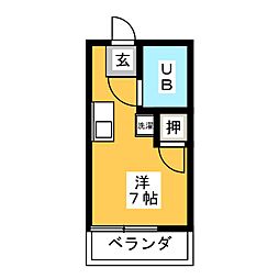 ファミール下市場 1階ワンルームの間取り
