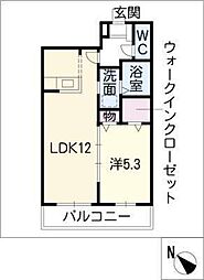 フレシール 1階1LDKの間取り