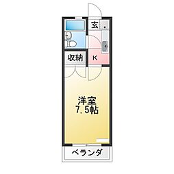 ユニブフロント115 1Kの間取図画像