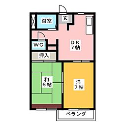 セントラル・ヒルズ 2DKの間取図画像