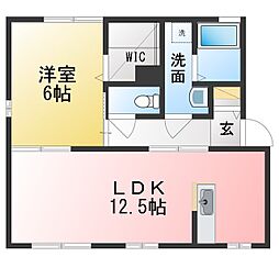 ハイツグランシャリオB 1LDKの間取図画像