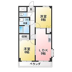 ビリーフ 2LDKの間取図画像
