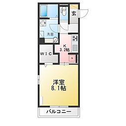 ルミエール 1Kの間取図画像