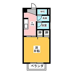 サープラス・ラーム・ふじ 1Kの間取図画像