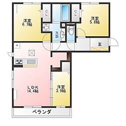 ルミエールB 3LDKの間取図画像