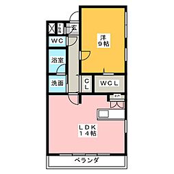 ラフィーネ出川 1LDKの間取図画像