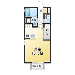 モナリエ穴橋 ワンルームの間取図画像