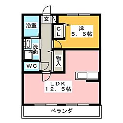 サン・フレンズベル・ウッドA 1LDKの間取図画像