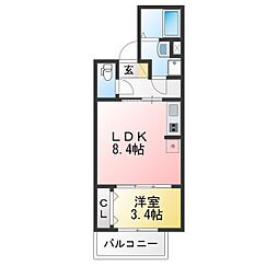 ジーメゾン高蔵寺ブレイズ 1LDKの間取図画像
