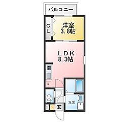 ジーメゾン高蔵寺ブレイズ 1LDKの間取図画像