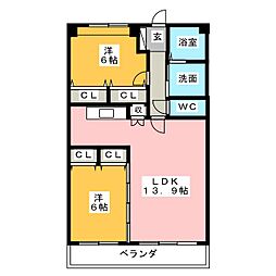 ワンダフルコート2 2LDKの間取図画像