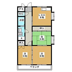 ファイン青山 3階3DKの間取り