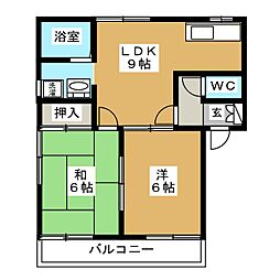 ハミング加藤 1階2LDKの間取り