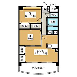 Ｐａｌａｚｚｏ小池 2階2LDKの間取り
