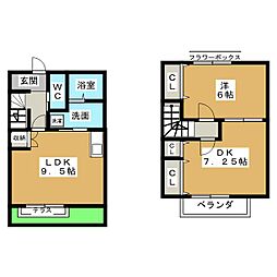 デュープレックス刈谷市駅南 2階2LDKの間取り