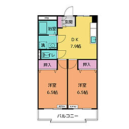セントラルパークマンション 2階2DKの間取り