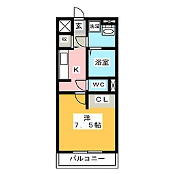 ＢＲＩＣＫ逢妻 1階1Kの間取り