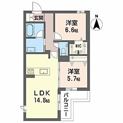 新築シャーメゾン刈谷 3階2LDKの間取り