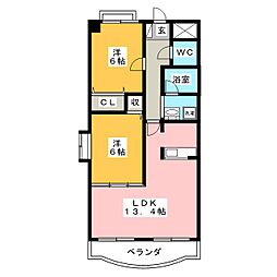 アーバンヒルズ 4階2LDKの間取り