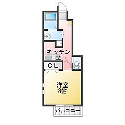 新築アムール サヴァ 1Kの間取図画像