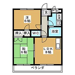 アローコーポ76 2LDKの間取図画像
